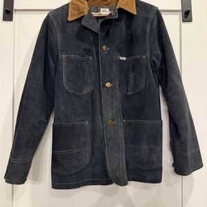 Ralph Lauren RRL Dark Blue Suede Jacket with Brown Corduroy Collar